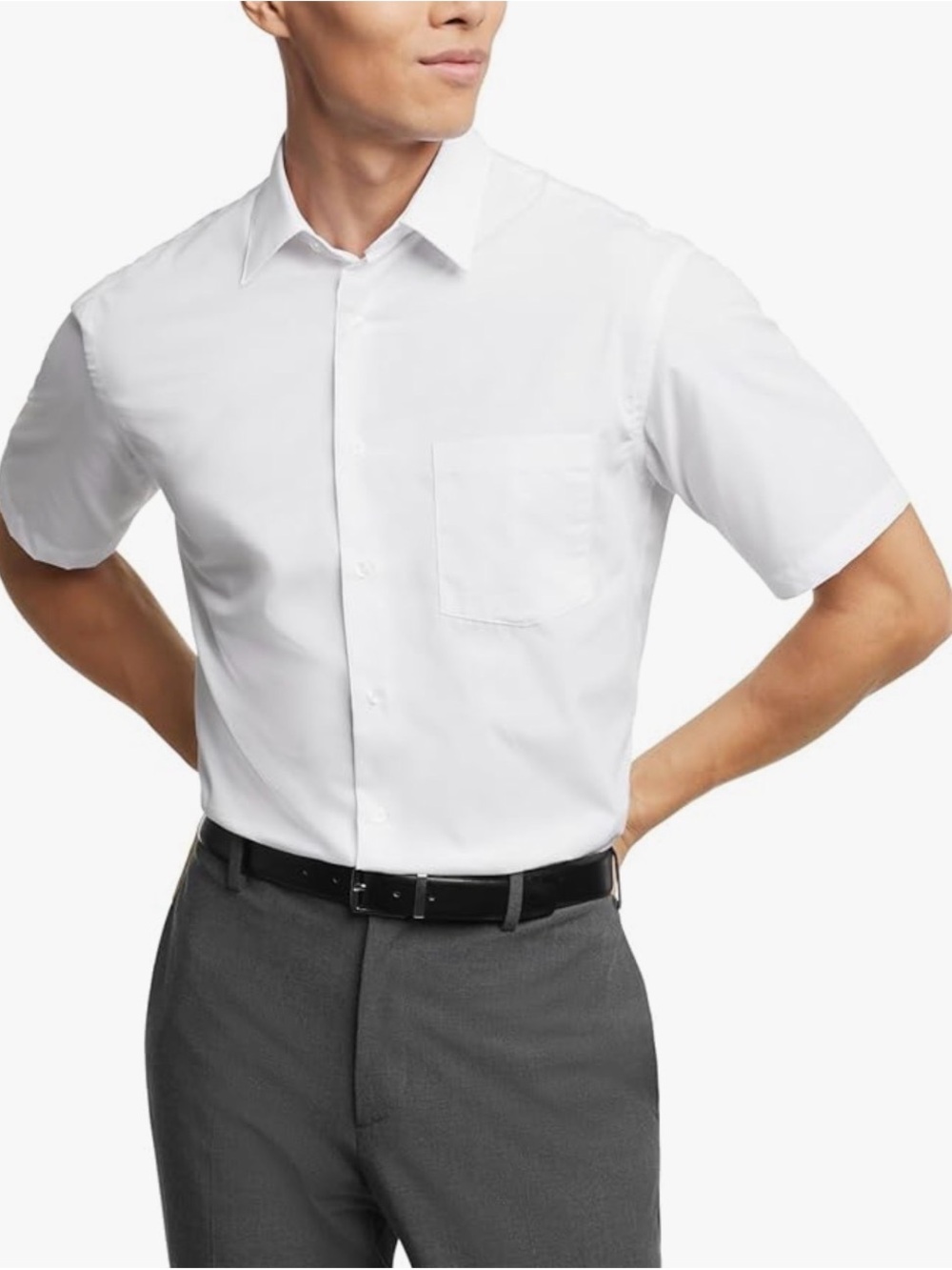 Van Heusen White Short-Sleeve Dress Shirt
